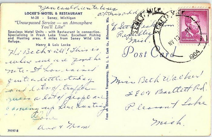 Lockes Motel & Restaurant (Seney Country Inn) - Old Postcard (newer photo)
